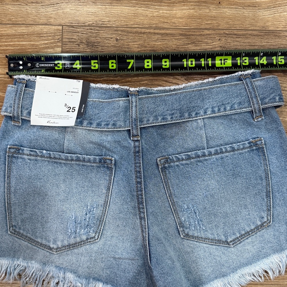 KanCan Light Blue Frayed Hem Jean Shorts NEW - Picture 6 of 8